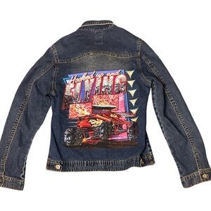 Hand embellished stretch Japanese label denim jacket Y2K 2010s